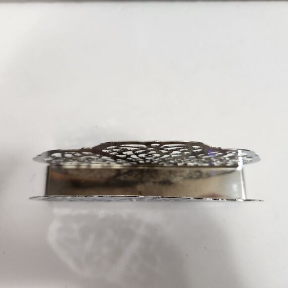 VTG 1971 Irvinware Made In USA Silver/Chrome  MCM  Napkin Holder Lace #11550 - Picture 4 of 11